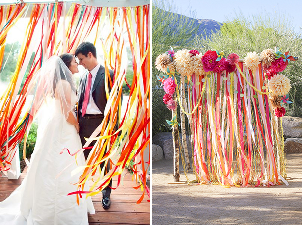 DIY wedding decorations, ribbon, streamers photo background